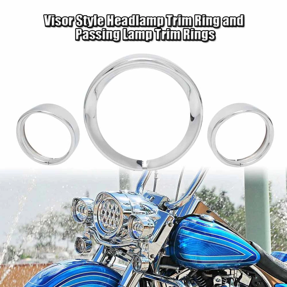 Cromo 7" Faro Luz 4.5" Lámpara Antiniebla Borde Anillo Bisel Visera Cubierta Para Harley Foto 3 de 4