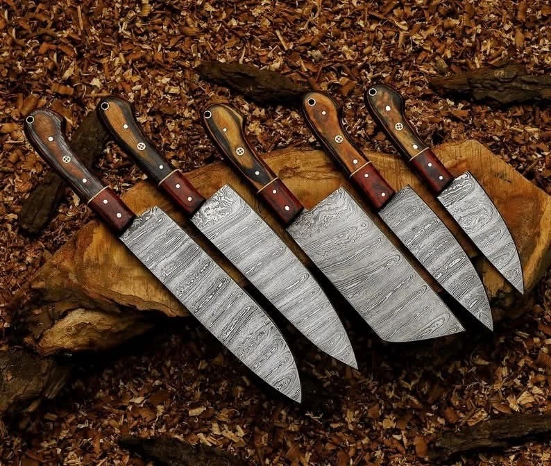 Custom Handmade Damascus Steel Kitchen Knife Set With Leather Sheath
Opens in a new window or tab