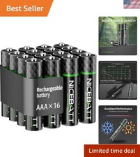 Dependable 16 Count AAA 1100mAh Rechargeable NiMH Batteries for All Home Devices