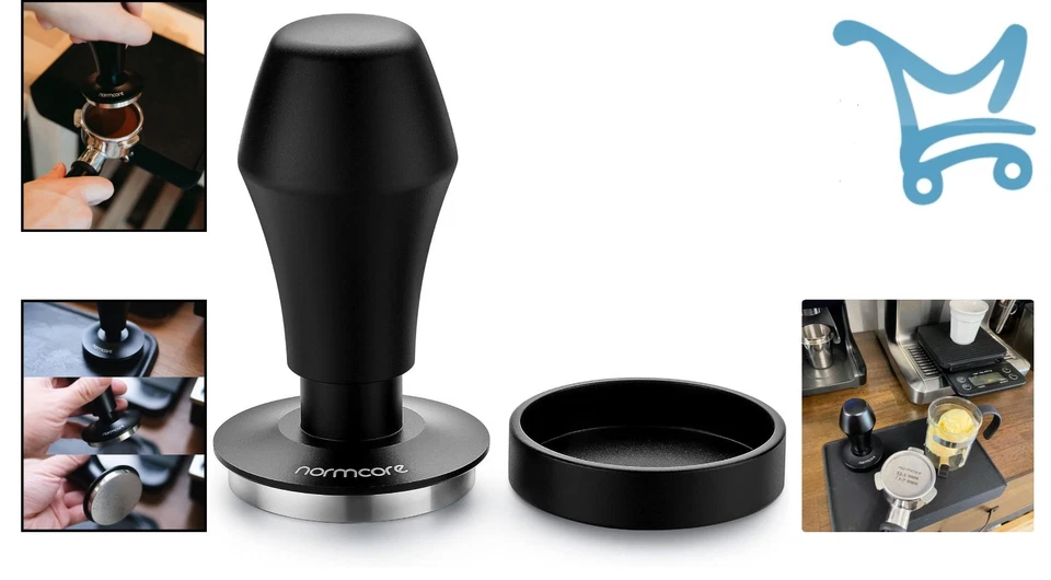 Base plana cabo de alumínio anodizado tamper café com mola V4 54 mm - Imagem 2 de 4