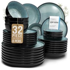 32 Piece Dinnerware Sets for 8 - Modern Style Set 32pcs dark / petrol