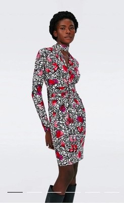 Diane Von Furstenberg Miley Floral Knee Length Dress ~ Sz M Beautiful~