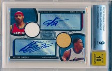 VINCE CARTER Antawn Jamison 2007-08 Bowman STERLING Dual Relic AUTO /85 BGS 9 MT