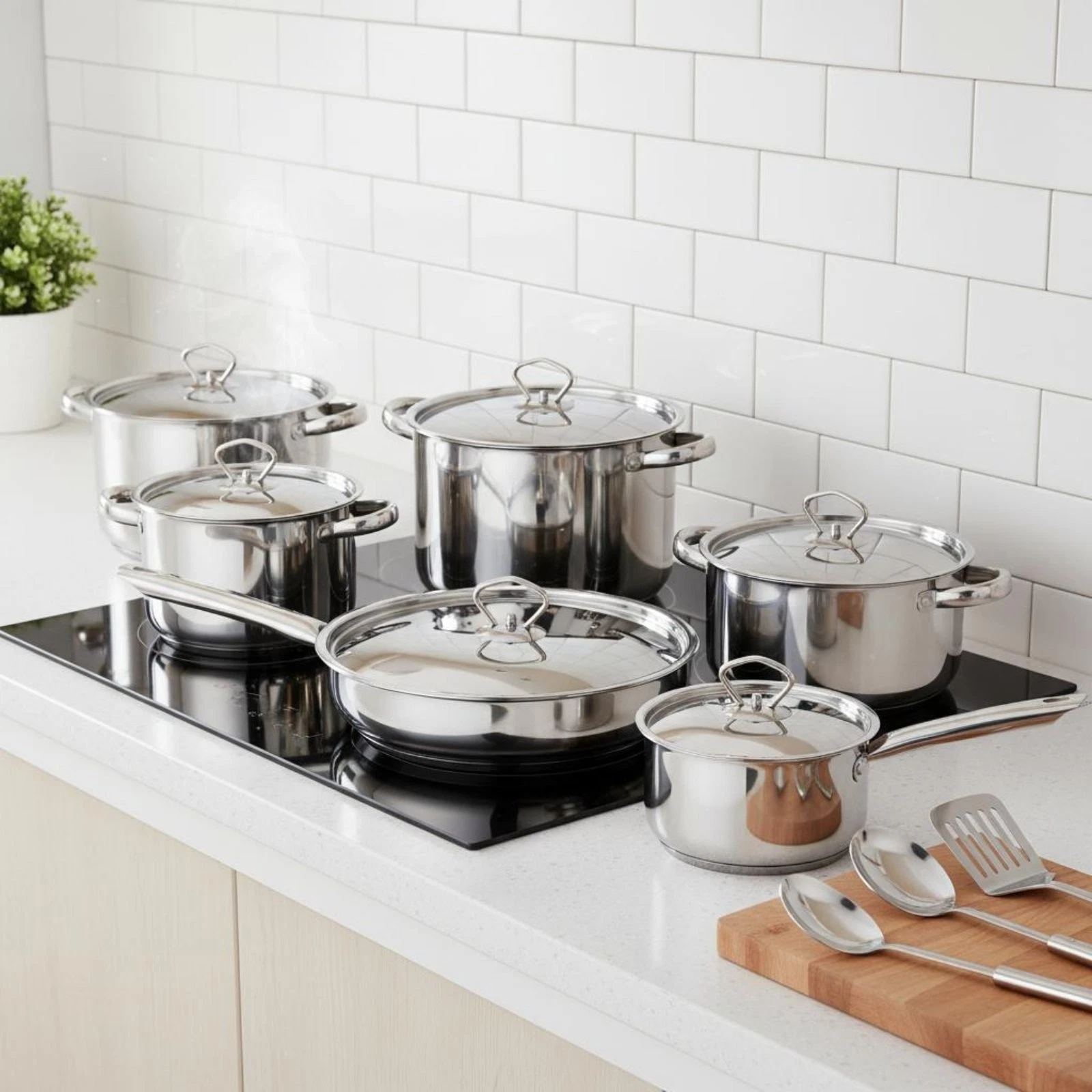 15 Pieces 15 Piece Stainless Steel Cookware Set Includes Lids Kitchenware
Opens in a new window or t