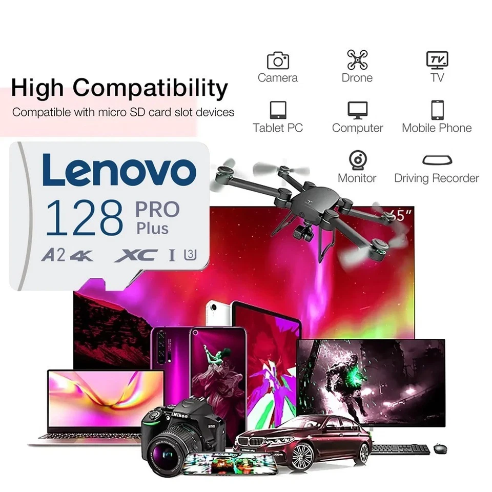 2TB 1TB 512GB 256GB 128GB Micro SDXC Card Smart Memory Card 100MB/s A2 V30 U3 - Image 2 of 4