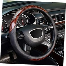 Wood Grain Steering Wheel Cover, Universal 15 inch, Standard size 14.5"-15" 