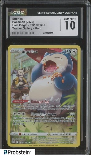 2022 Pokemon Lost Origin Trainer Gallery TG10/TG30 Snorlax Holo CGC 10 GEM MINT