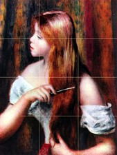 12 Tiles Art Girl Pierre Auguste Renoir Mural Ceramic Backsplash Bath Tile 1852