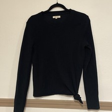 TEXTURE & THREAD MADEWELL Ribbed Asymmetrical/Tie Sweater Top Women Sz M Black