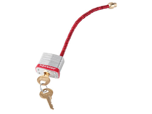 Master Lock Lockout Padlock with Flexible Braided Steel Cable Shackle MLKS7C5RE - Picture 1 of 1