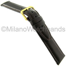 20mm Milano Brown Genuine Leather Waterproof Padded Stitched Dreams Watch Band