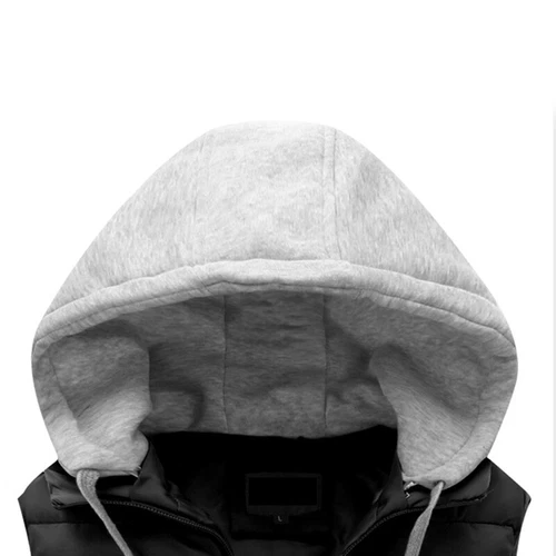 Veste chaude sans manches homme femme veste à capuche coton manteau gilet veste - Photo 6/17