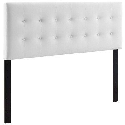 Modway Furniture Emily Full Biscuit Tufted Velvet Headboard, White -MOD-6115-WHI