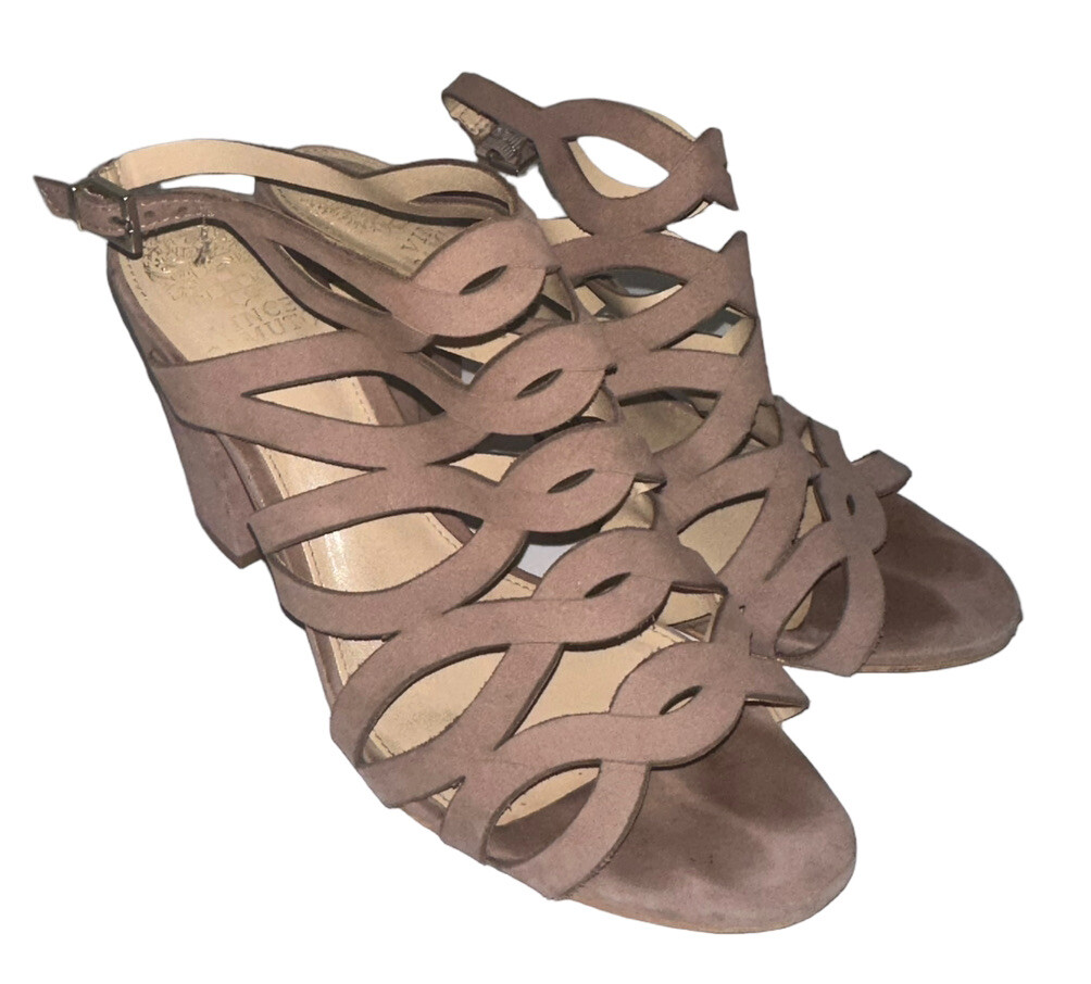 Vince Camuto Womens Norla Leather Strappy Heeled Sandals Sz 8 Dusty Rose