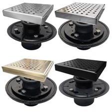 SereneDrains 6 Inch Square Shower Drain Kit With Base Traditional Square 4 COLOR