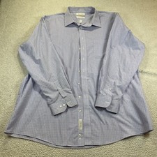 Roundtree and Yorke Dress Shirt Men's 36/37 19 Gold Label Blue Plaid