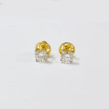 1 Ct White Treated Diamond Studs In Yellow Gold Plated VVS1 Certified Ideal Gift