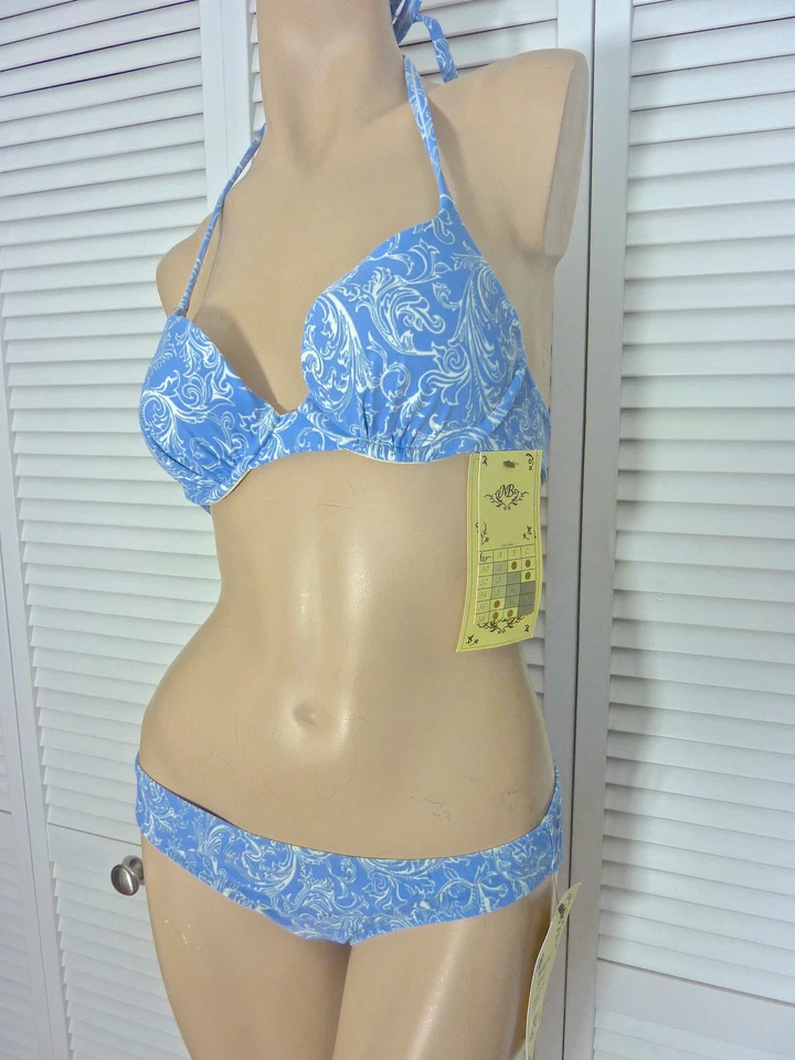Nuevo con etiquetas Magic Bra Traje de baño GRANDE azul y marfil con sujetador acolchado con aros/parte inferior cerrada Foto 4 de 4