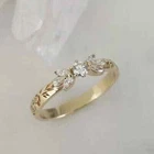 14k Yellow Gold Plated 2Ct Round Cut Lab Created Diamond Women Wedding Band Ring