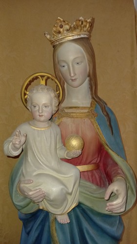 Madonna Mayersche Kunstanstalt um 1870 122 cm originale Fassung Kirchenfigur - Bild 17 von 19