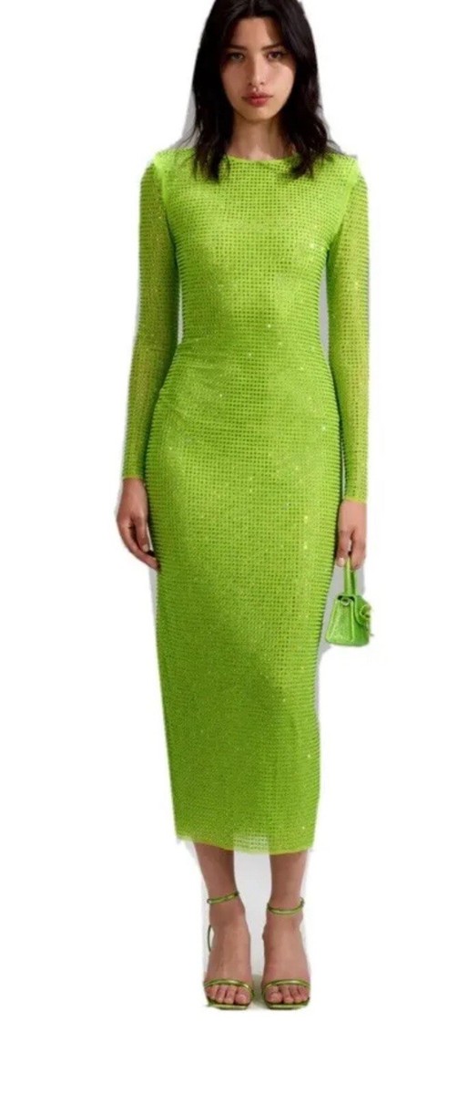 Self Portrait GG rhinestone Dress Green fox Dress Original