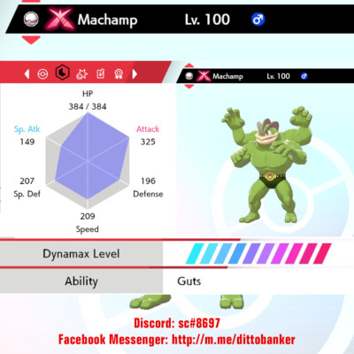 Pokemon Sword/Shield 6IV ULTRA SHINY Machamp w/ Flame Orb (Adamant Nature) GMAX