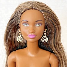 Barbie Doll Jewelry - Modern Spiral Disc Earrings GP Brass MAX $5 COMBINED SHIP