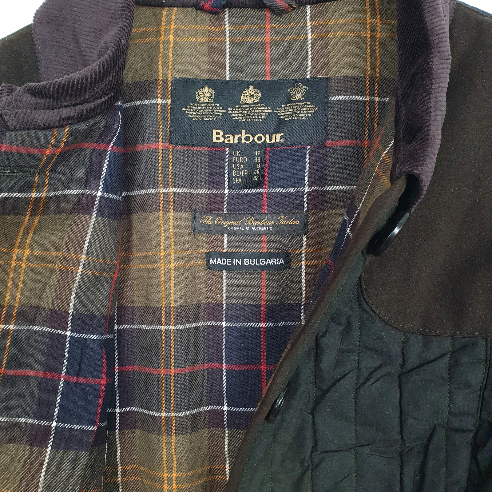 BARBOUR Wax Jacket Coat Hartpury Quilted Womens 12 image 3