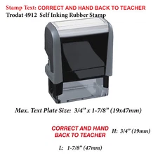 Correct And Hand Back To Teacher - Trodat 4912 Self Inking Rubber Stamp