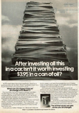 1977 Vintage Print Ad Mobil 1 After investing all this in a car pile of money