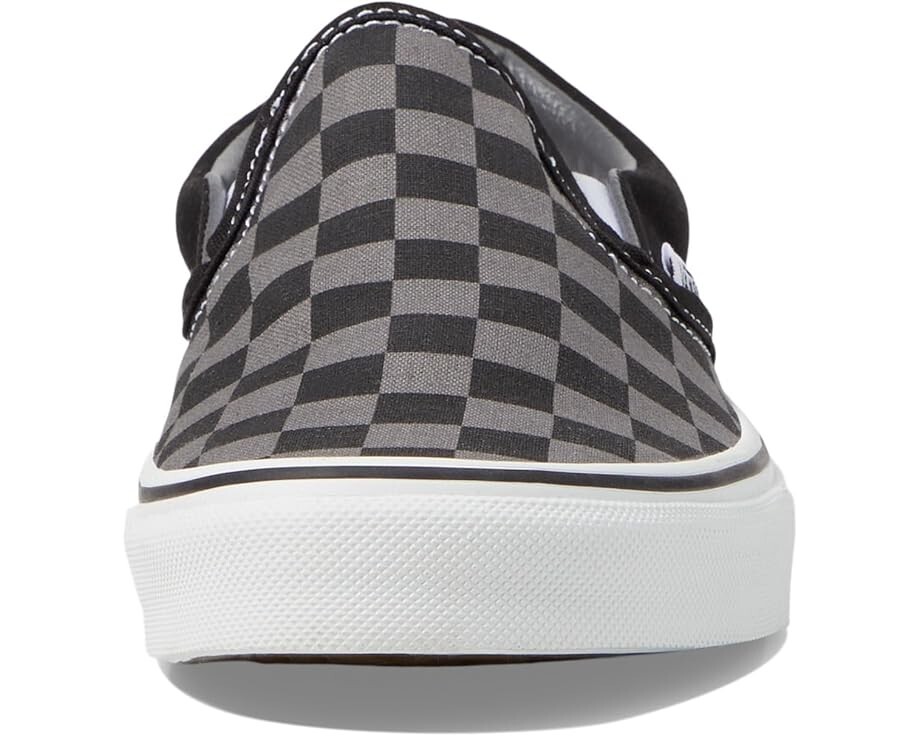 Men's Classic Slip On Sneakers Checkerboard Canvas Low Shoes Width Medium
