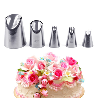 5pcs Petal Stainless Steel Icing Piping Nozzle Cream Tips Cake Cream Pastry  -lk