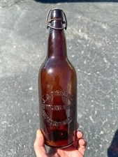 SCARCE Pre-Pro 1890s JJ Tirschel Bottling Works Iron Mountain Mich. Beer Bottle