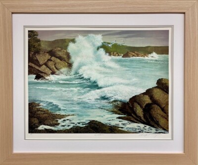 George T. Mayers ''Breakers'' FRAMED Signed  & #  Positone Litho Art Seascape  NEW