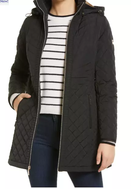 Gallery quilted hooded clearance jacket