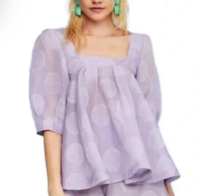 NWT Hunter Bell Saylor Top Blouse Small Silk Structured Textured Fairy Purple