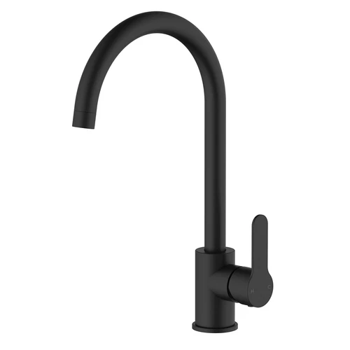 Kitchen Sink Mixer Tap Mono Lever Matt Black Swivel Spout Faucet Stainless Steel