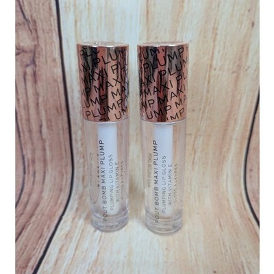2 Pk Makeup Revolution Pout Bomb Maxi Plump Lip Gloss Clear with Vitamin E
