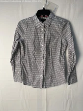 Gently Loved Talbots Black/White Pattern Women's Button Up Shirt, Sz. 6P