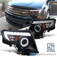 Black Fits 2007-2010 Ford Edge Led Strip Halo Projector Headlights Headlamps Lr Black Fits 2007-2010 Ford Edge Led Strip Halo Projector Headlights Headlamps Lr