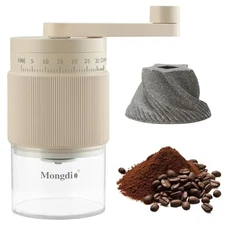  Portable Manual Coffee Bean Grinder with 35 Grind Settings, Hand Coffee White