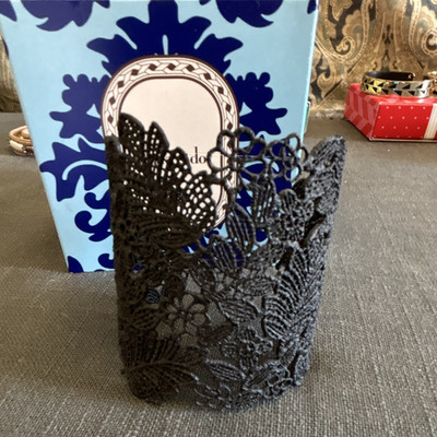 Stella & Dot Chantilly Black Floral Lace Cutout Cuff Bracelet