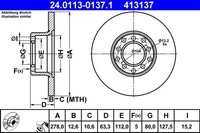 2X ATE Bremsscheibe 24.0113-0137.1 FüR Mercedes S123 W123 C123 W114 W115 123 200