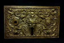 ANTIQUE FRENCH CHASED BRONZE  DOOR LOCK  RENAISSANCE-INSPIRED 1880-1900