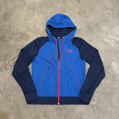 #ad North Face Soft Shell Kilowatt Hooded Full Zip Jacket Blue Outdoors Hiking Small $44.99