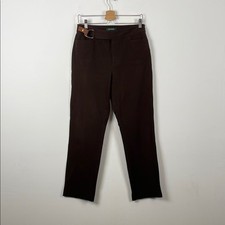 Lauren Ralph Lauren Wide Leg Chino Vtg Buckle 2 Pocket Women's 8 Brown Pants