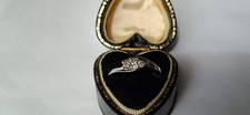 14ct White Gold 3 Stone Diamond Prong Set Band Ring Size N