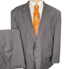 Jos A Bank Suit Mens 52R 47W Gray Minimalist Career 2-Button Corporate Wool