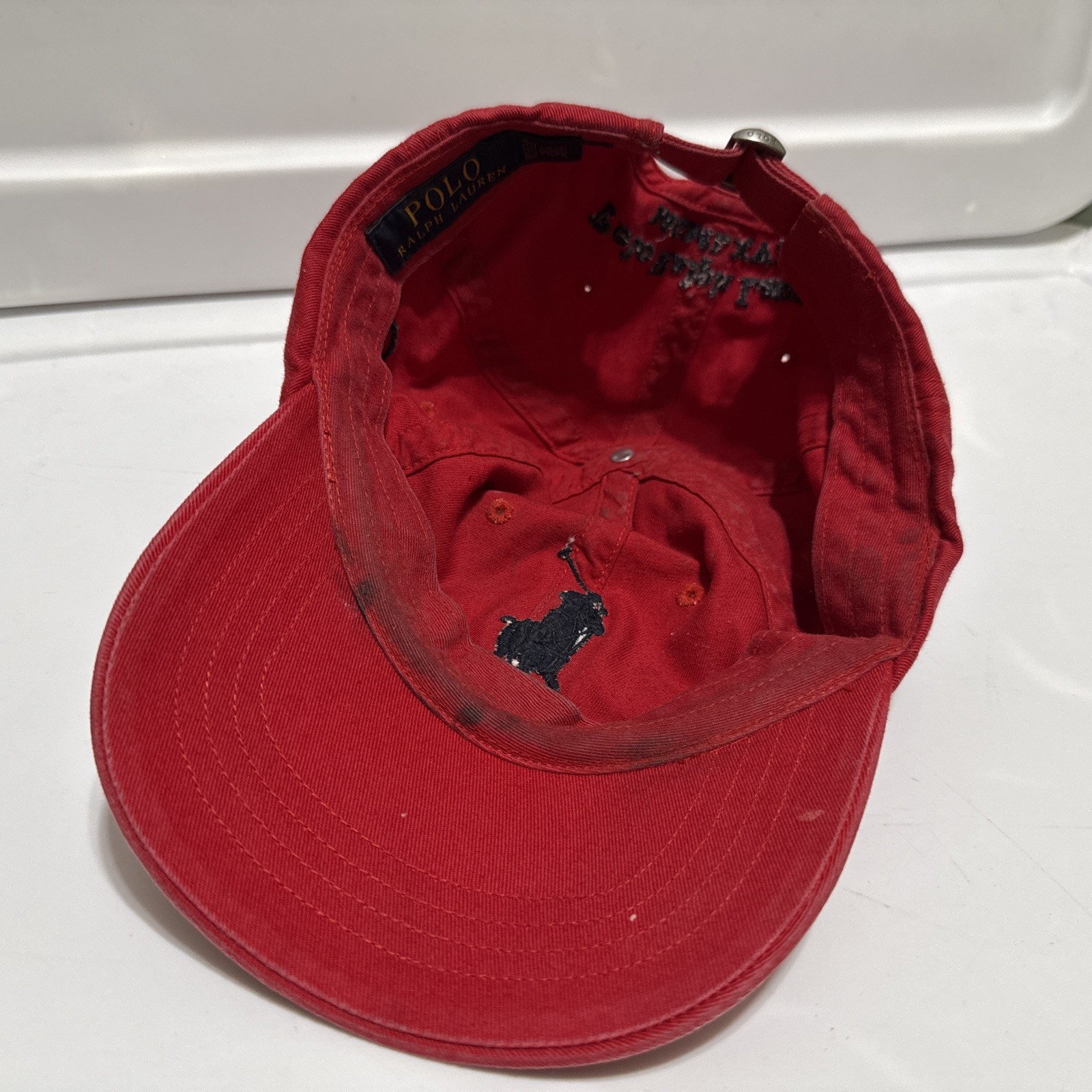 Cappello Berretto Vintage Polo Ralph Lauren Big Pony 3 Strapback MCMLXVII Rosso Navy Regolabile