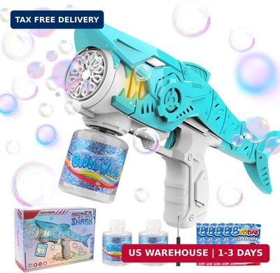 Automatic Bubble Machine Gun for Kids with 2 Bottles 5 Bags of Refill Solution L